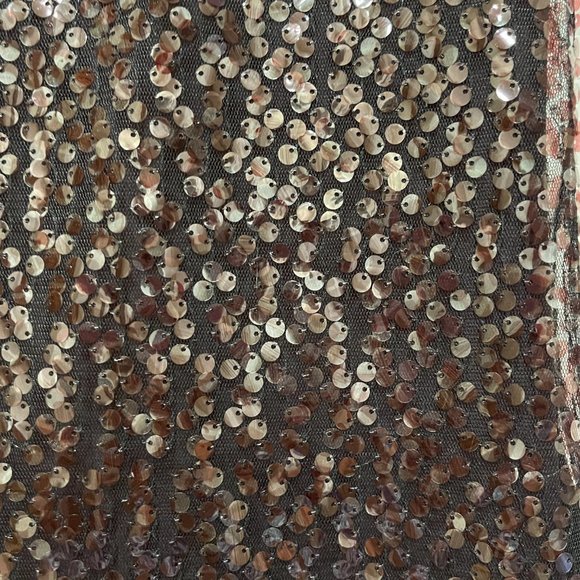 New Chico's 0 Small Dark Brown Sequin Satin Trim Sleeveless Blouse Tank Top - Picture 3 of 5